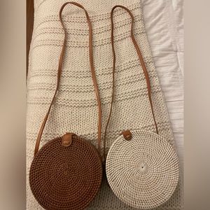 Round rattan purses, selling both for once price! Super cute, worn once, new!